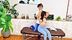 完全個室のパーソナルストレッチ点を覗き見 セクハラストレッチ堕ちするも気持ち良すぎてマンびちょになってしまう女子大生 RちゃんとAちゃん