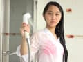 水風船風呂に入って…