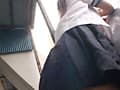 女子○生Tバックハミ毛パンチラ5